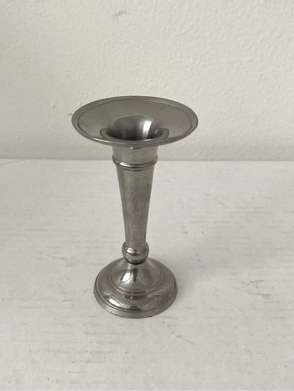 Classic Solid Pewter  4.5” Taper Candle Holder. Std Candles. Beautiful Accent.